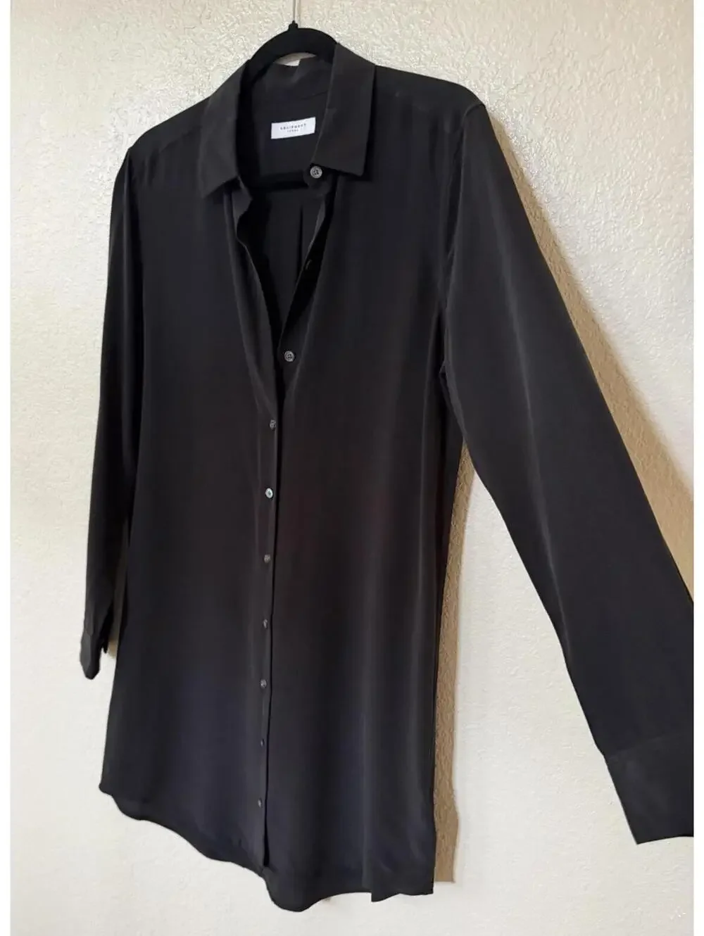 New Equipment Essential Silk Shirt Dress In Black Size M $325 - Picture 6 of 12